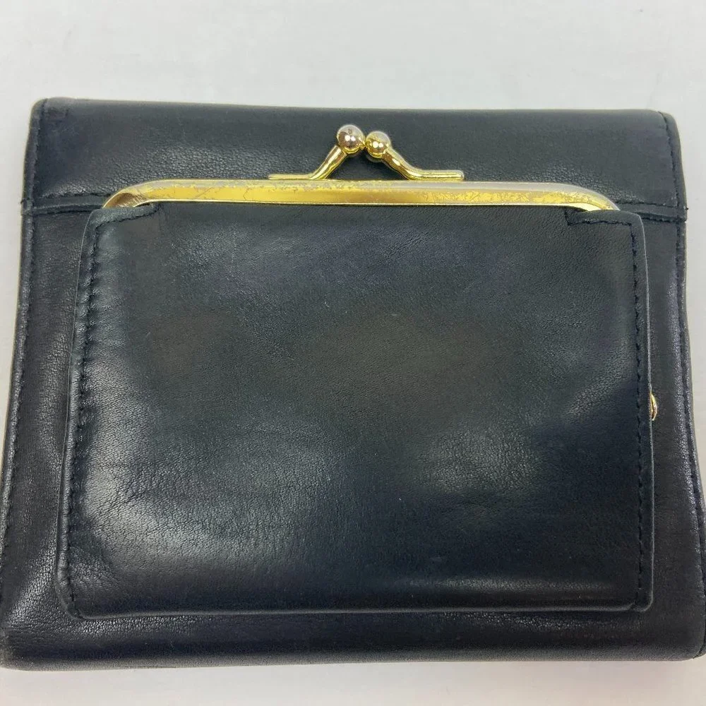 Vintage Black Leather Wallet Coin Cards